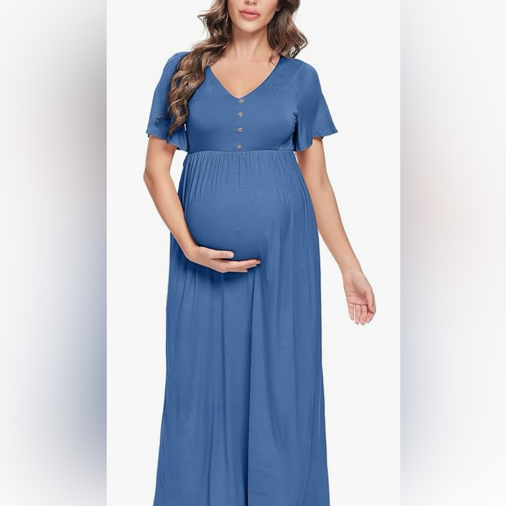 Amazon Maternity Maxi Dress in Blue